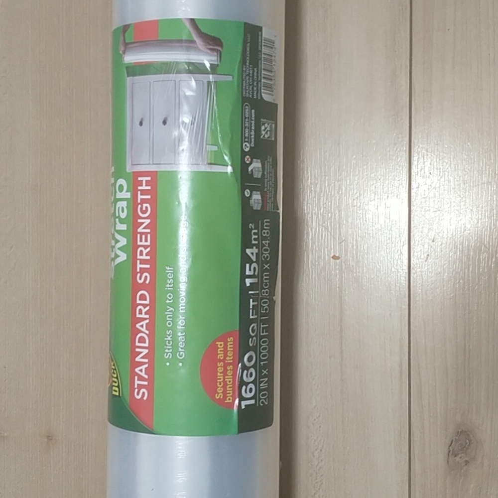 Duck stretch wrap 1660 sq ft 154m2 20 inx1000ft 50.8cm x 304.8m big thick roll